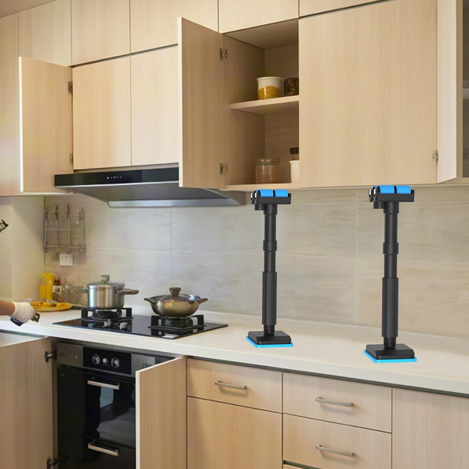 Telescoping Support Pole, Anti-Slip, Adjustable Lifting Pole for Leveling, Load-Bearing Cabinet Jack Rod for Shelves, Sink Base, Sofa Frame, Decks, Bathroom Remodeling, Construction Tasks