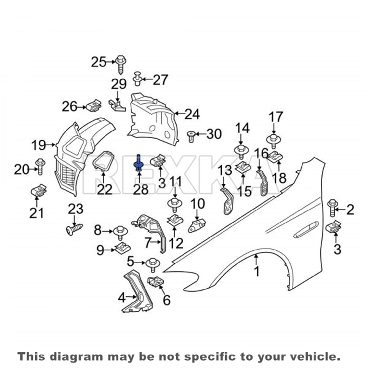 Amazon.com: Rexka 30pcs Fender Liner Splash Shield Bumper Cover 