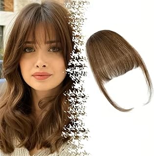 1pc Clip in Bangs, Synthetic Hair Clip on Wispy Bangs Fringe with Temples Hairpieces, Daily Wear Hair Accessories, 25.3cm Long - Light Brown