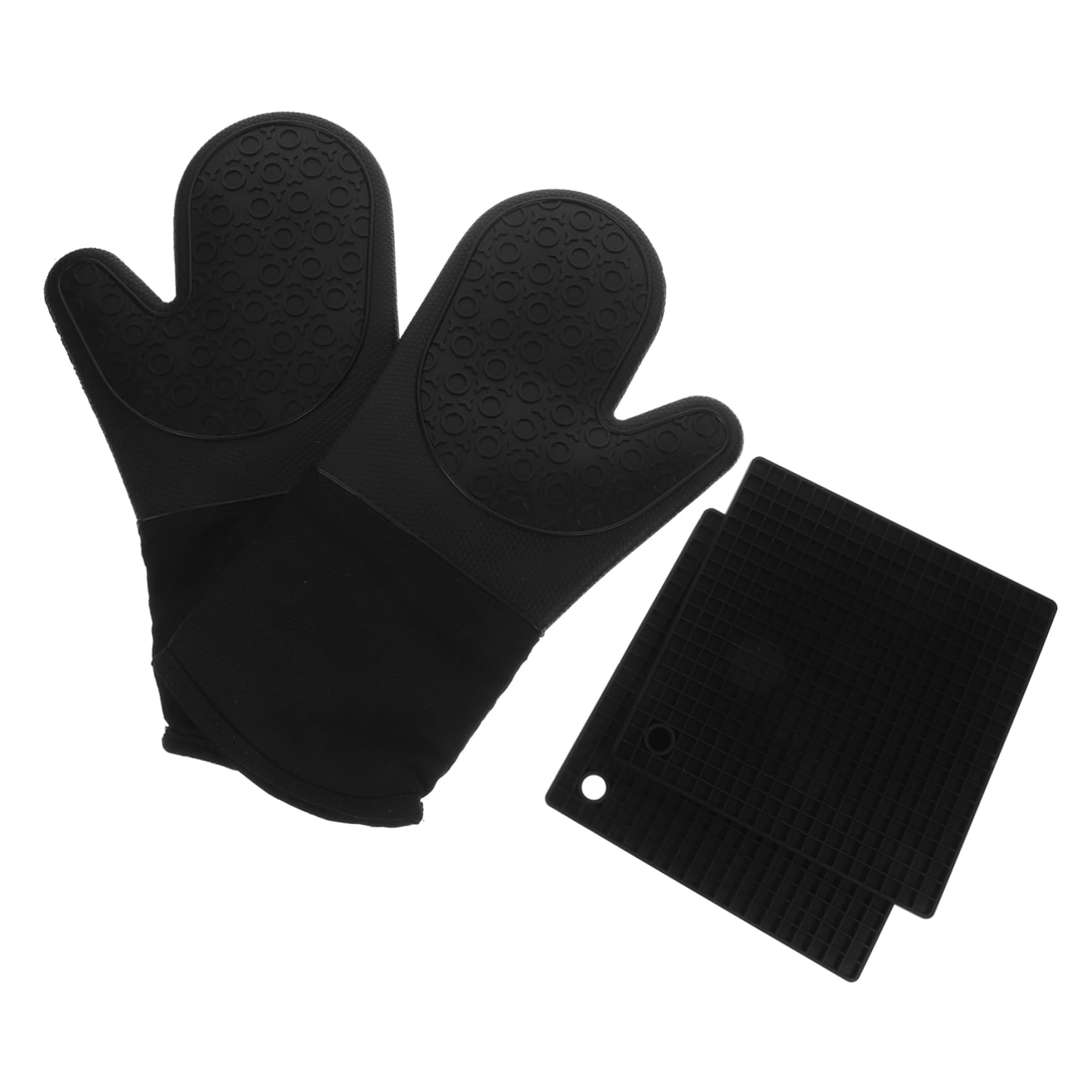 Alipis 2sets Guanti Da Forno in Silicone Tappetini Resistenti Al Calore Guanti Protettivi Antiscivolo Per Cucinare Microonde e Barbecue Per Appendere Salvaspazio in Cucina