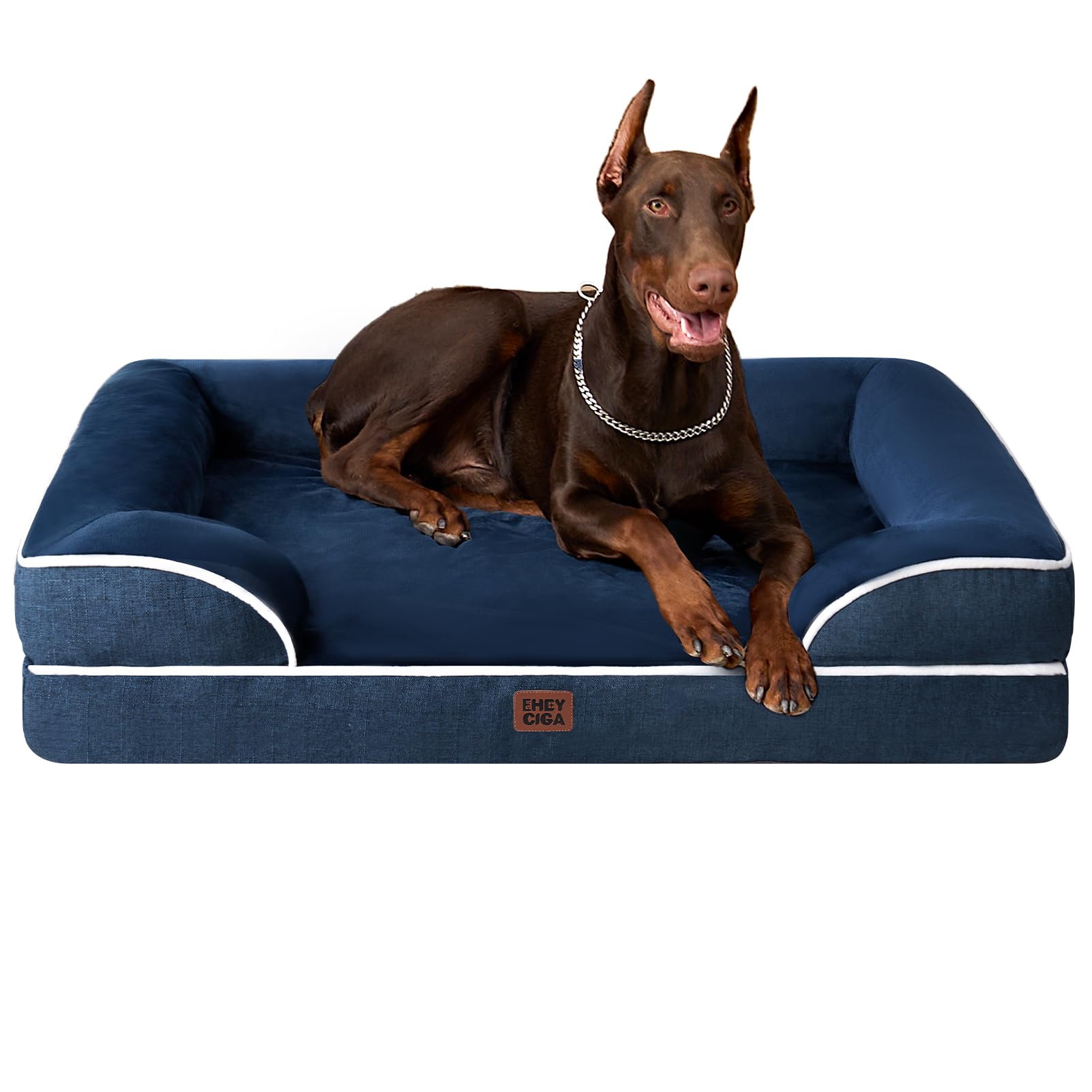 EHEYCIGA Orthopedic Dog Beds for Extra Large Dogs, Waterproof Memory Foam XXL Dog Bed with Sides, Non-Slip Bottom and Egg-Crate Foam Big Pet Couch Bed