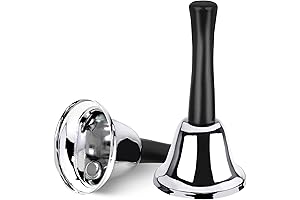 2 Pack Silver Hand Bells for Adults, Classroom, and Tables