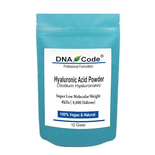 DNA Code -Polvo de ácido hialurónico DIY, hialuronato de sodio, peso molecular más bajo-8kDa, grado cosmético, agregue a sus propios productos