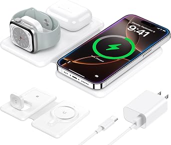 Wireless Charger for iPhone-3 in 1 Charging Station for Apple Multiple Devices, Travel Charger for iPhone 16 15 14 13 12 pro max & AirPods 4/3/Pro & Apple Watch