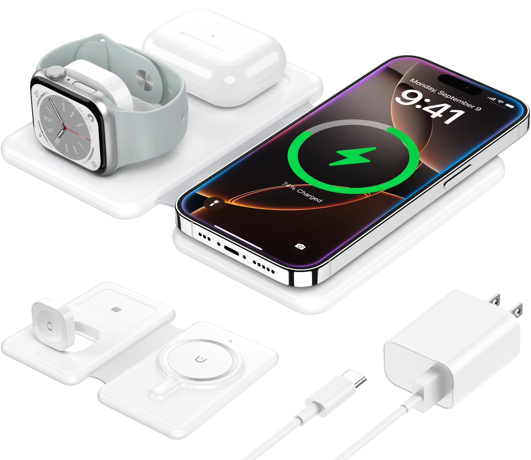 Base Cargador Iphone Estación De Carga JoyGeek 3en1 Para IPhone