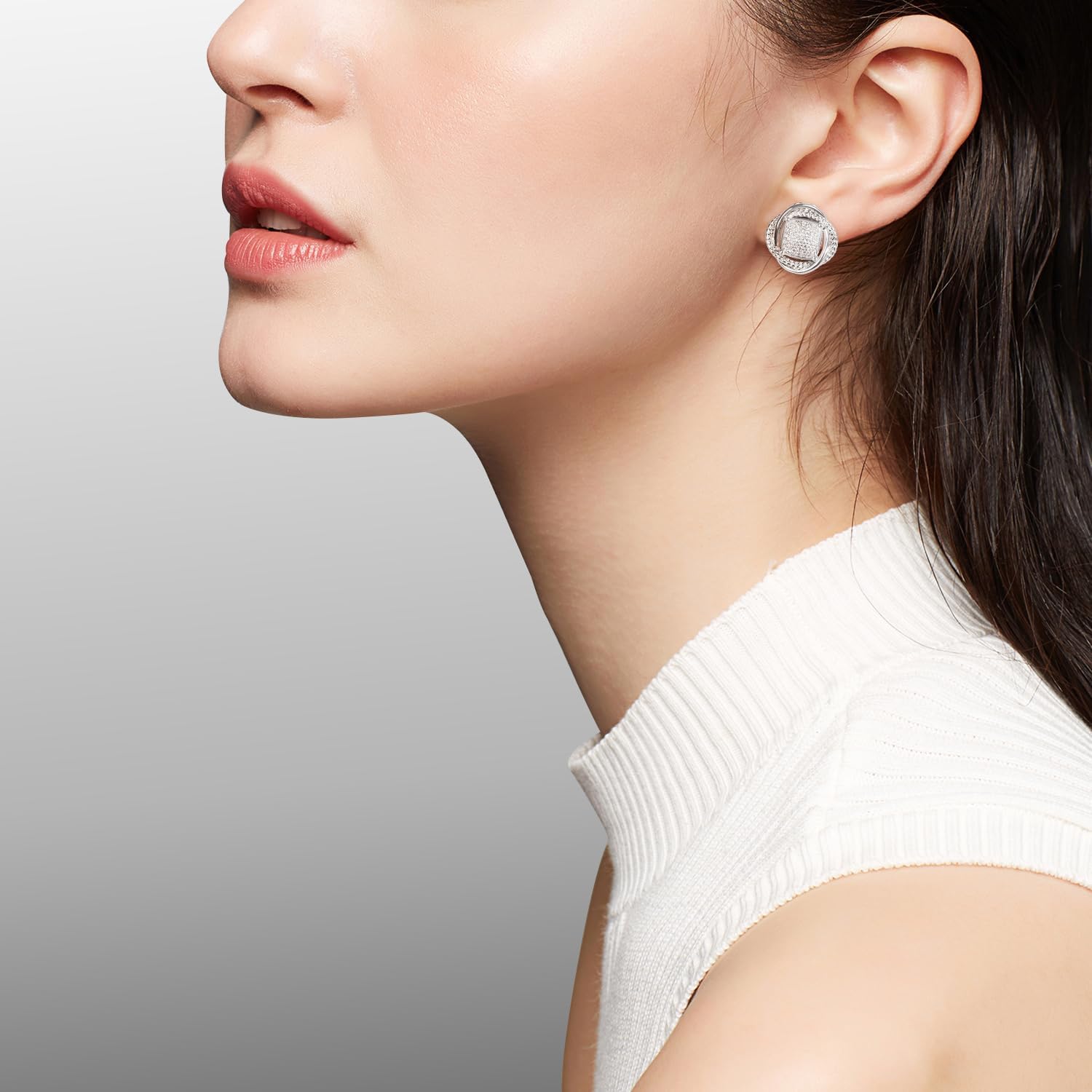 Iced Out Cubic Zirconia Earrings Studs for Women Large Statement Designer Jewelry Gift