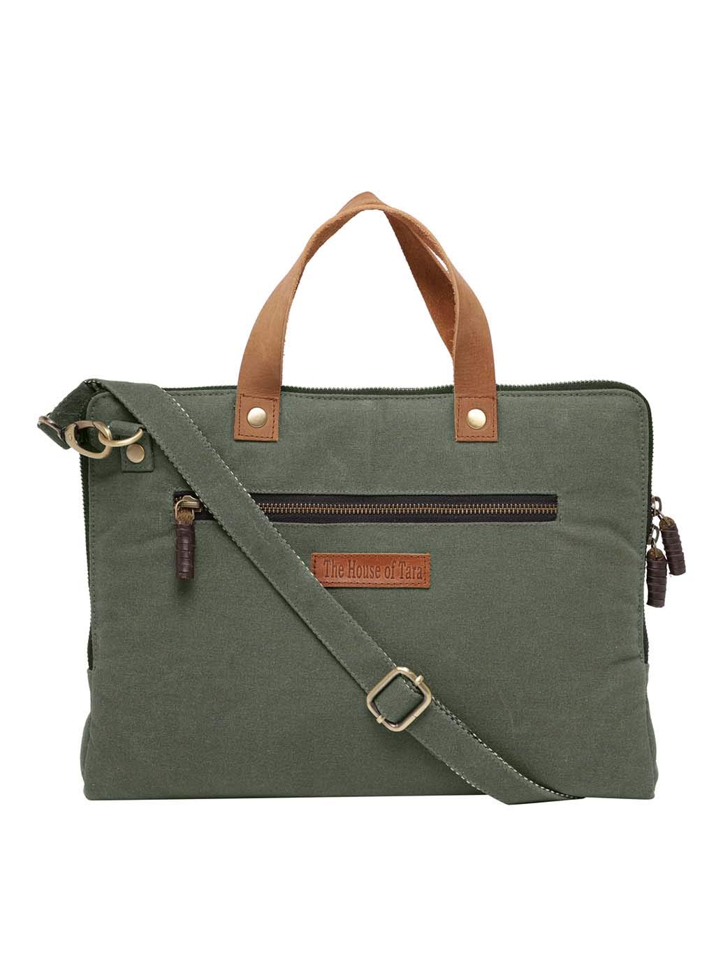 The House of tara Moss Green Canvas Laptop MacBook Messenger Bag for Men and Women | Formal Business Crossbody Sling Bag for College Purpose | Laptop Upto 13.5 Inch | Handbags with Shoulder Straps (B081B5C49B) Amazon Price History, Amazon Price Tracker