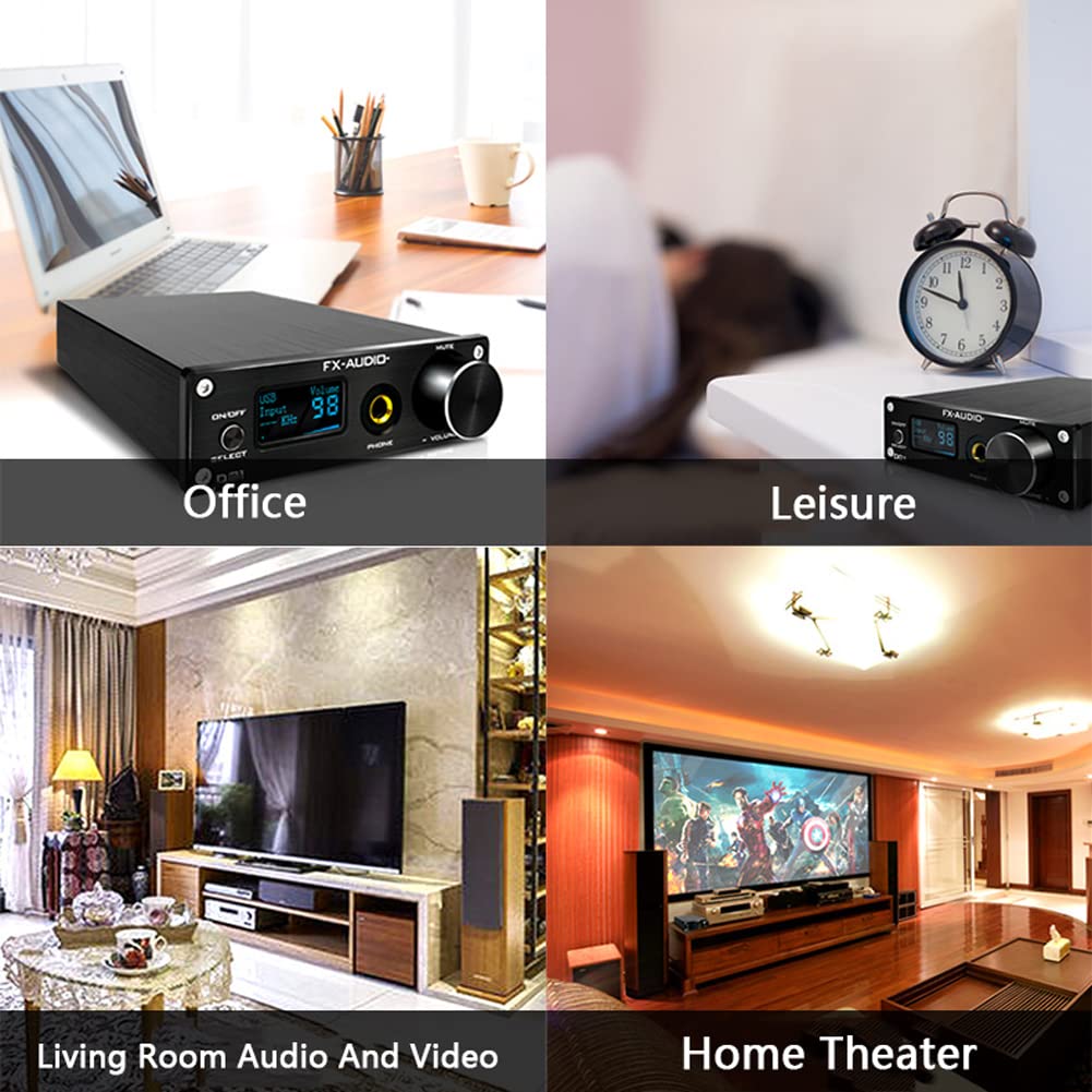 Decoder Audio DAC BT 5.0, convertitore Audio da Digitale ad analogico, Amplificatore di Potenza Sonora con interfaccia USB/Fibra Ottica/coassiale/RCA/6,35 mm, per Altoparlanti passivi Domestici