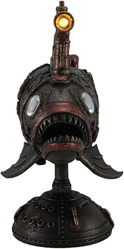 Miniatura 2 de Veronese Design 9 1/2 pulgadas Steampunk submarino pescador pescados resina escultura bronce acabado w//Led periscopio