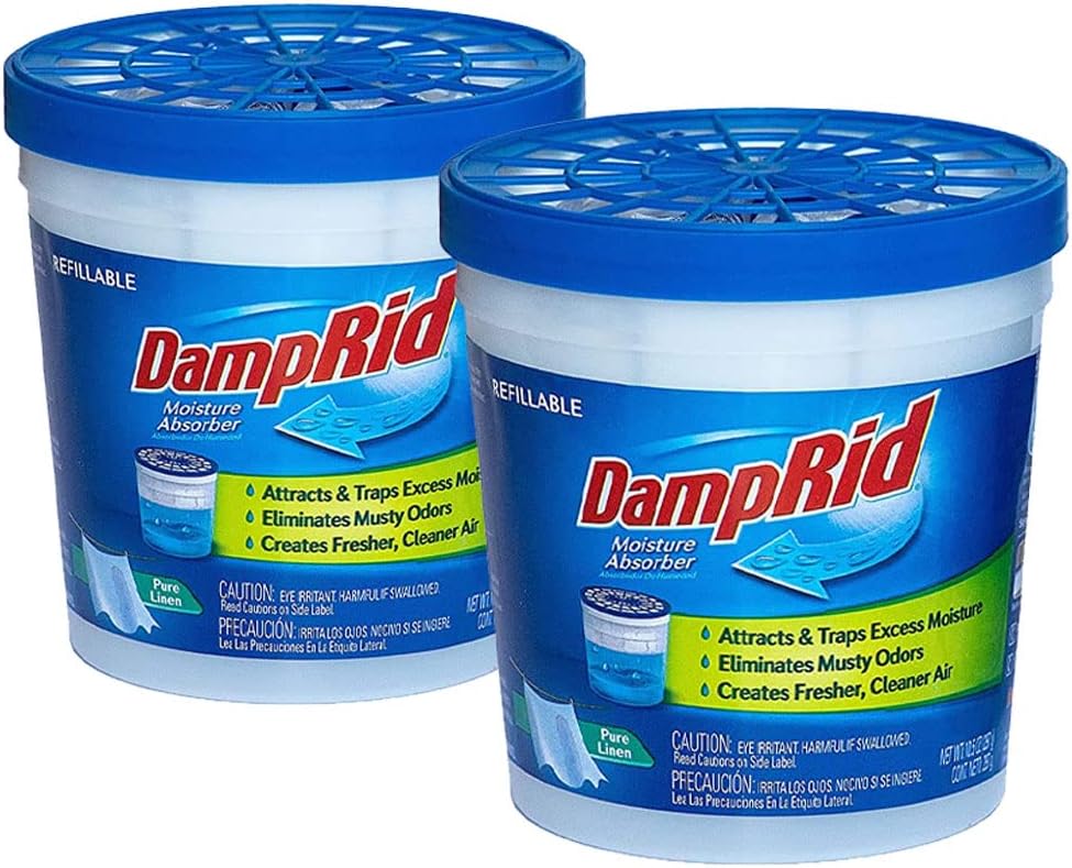 DampRid Pure Linen Refillable Moisture Absorber - 10.5oz cups - 2 pack – Traps Moisture for Fresher, Cleaner Air