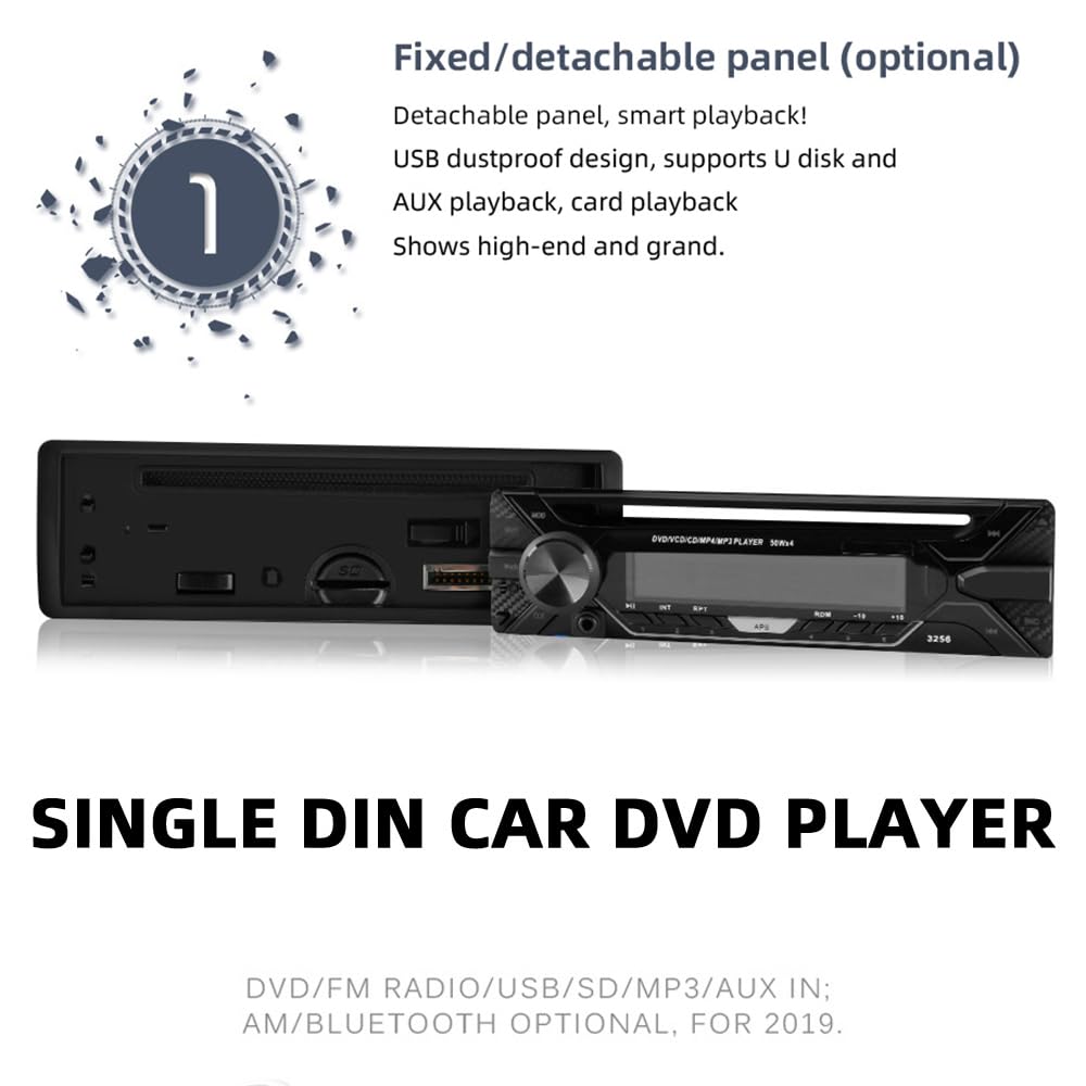 Autoradio Bluetooth Panel Desmontable 1 DIN 12V Radio para Coche Radio FM estéreo MP3 Bluetooth CD VCD Receptor Multimedia USB para Coche MP3 SD