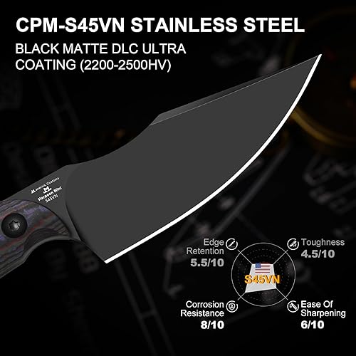 Miniatura 98 de Kizer Mini Harpoon Cuchillo de hoja fija con funda, cuchillo de caza de hoja de 3 V con mango G10, cuchillos pequeños EDC de hoja fija para camping