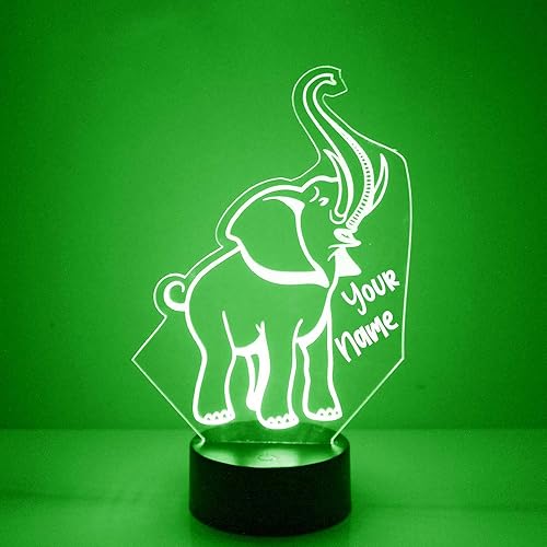Miniatura 2 de Mirror Magic Store Luz nocturna personalizada de elefante con control remoto, pantalla de luz LED grabada personalizada con tu nombre, texto o