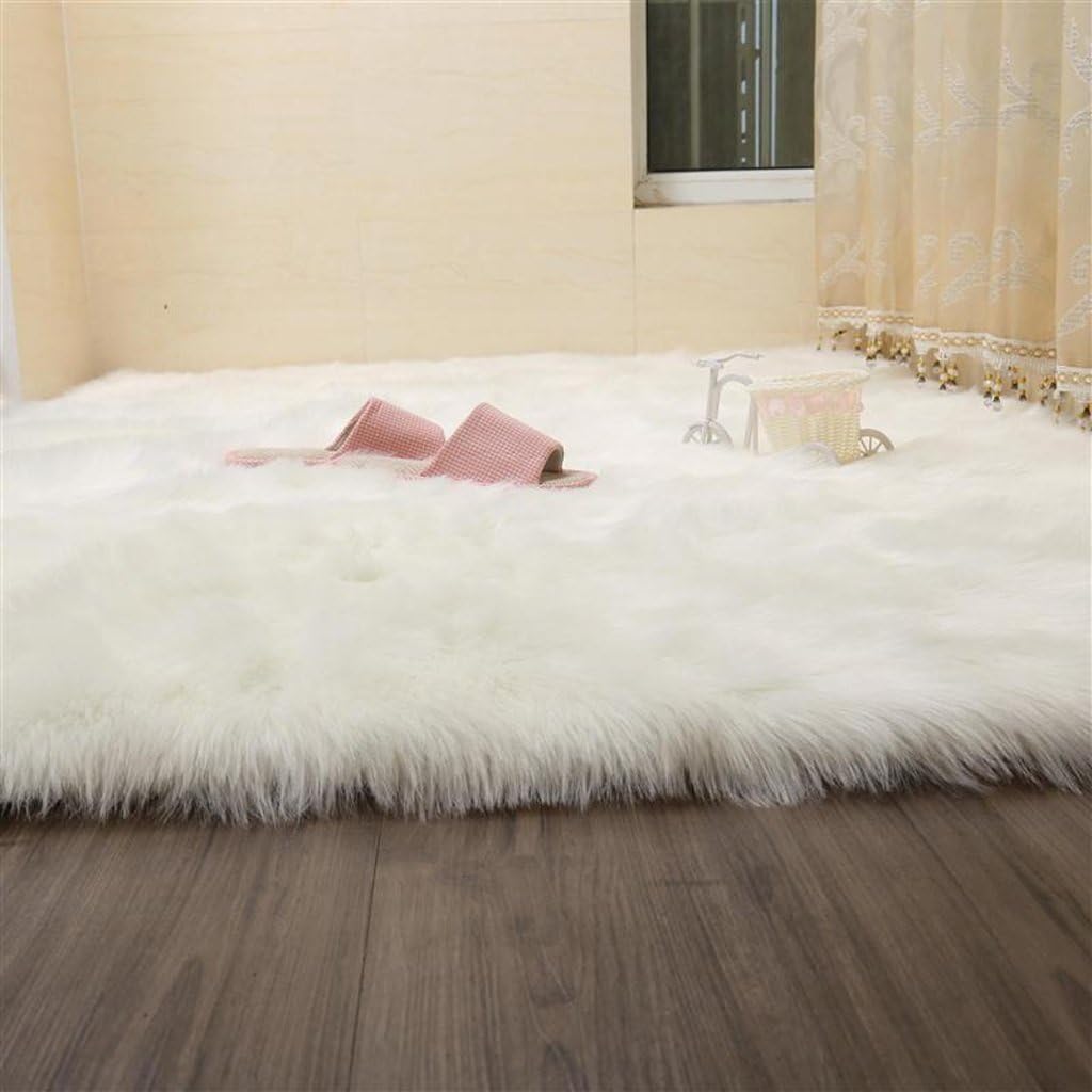 Faux Rug Soft Fluffy Rug Shaggy Rugs Faux Sheepskin Rugs Floor Carpet For Bedrooms Living Room Kids Rooms Decor (Color : White, Size : 70 * 200cm)
