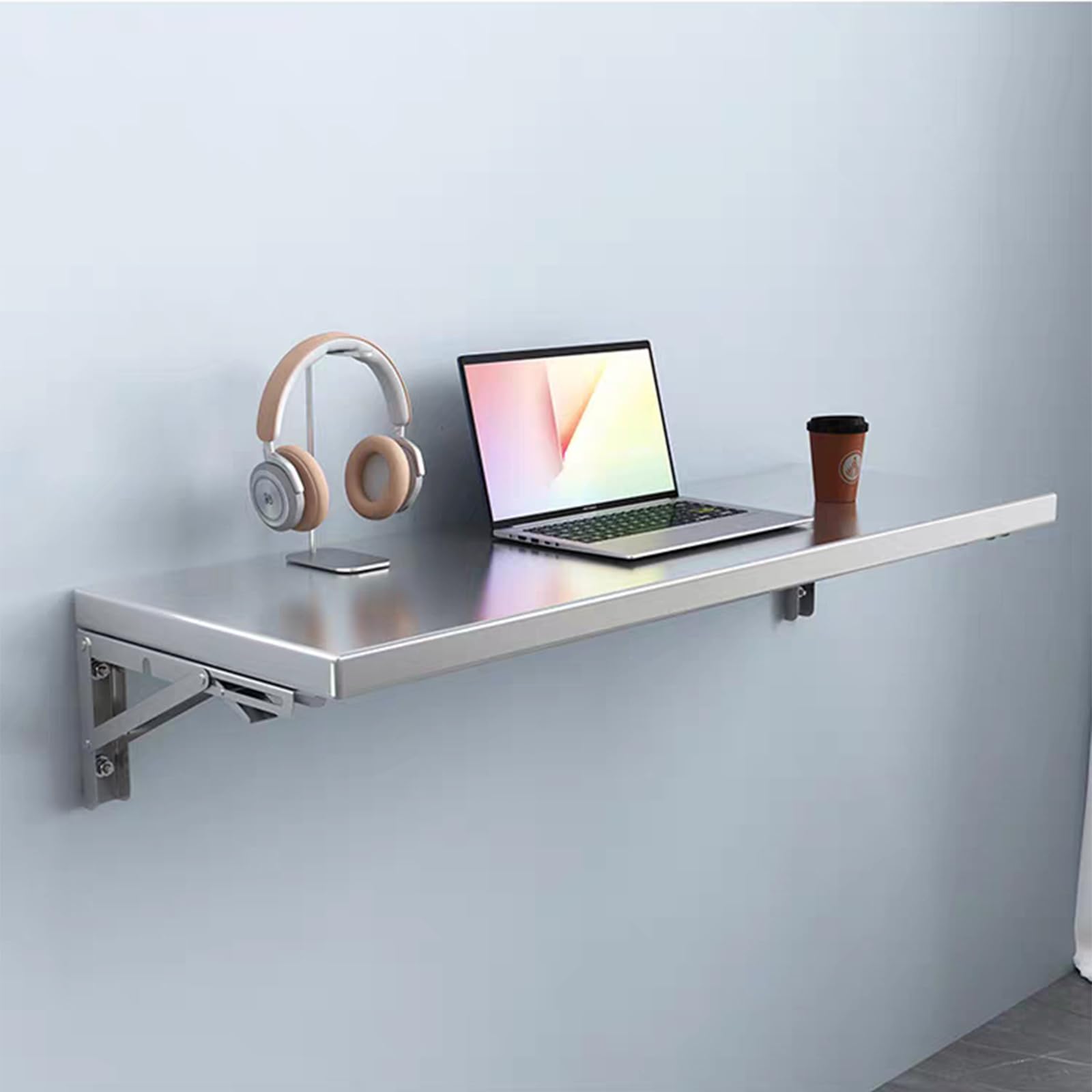 Bureau flottant multifonctionnel rabattable idéal pour studio et cuisine compacte
