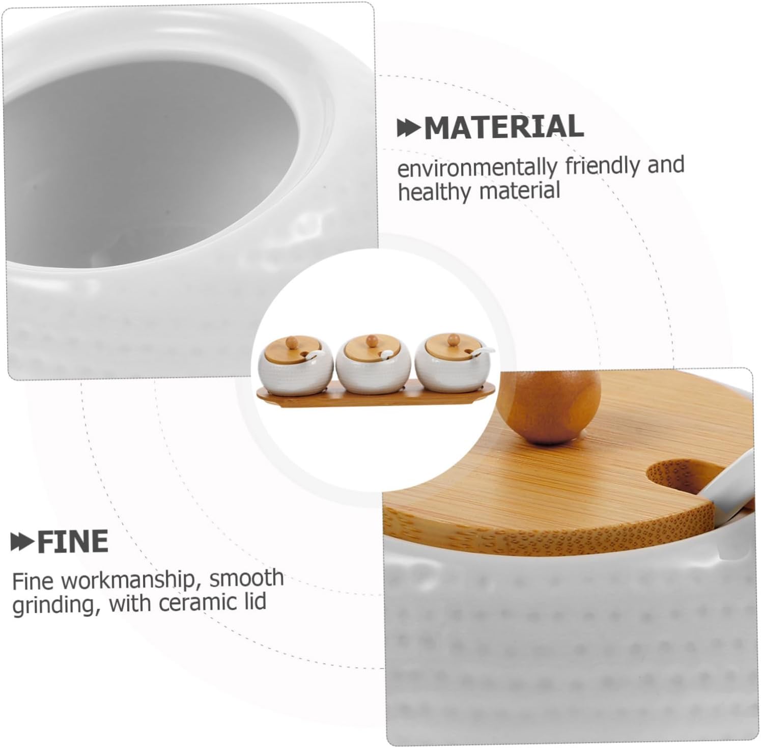 1Set Ceramic Kitchen Condiment Pots Spice Jars with Lids and Spoons Capacity Seasoning Containers for and Storage