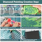 QENSPE 5D Diamond Painting Kit Colourful Skeleton Diamond Art for Adults, Full Drill Skull Diamond Painting Kits for Beginners, DIY Crystal Picture Art Home Wall Decor 12x16 in / 30x40cm - Image 6