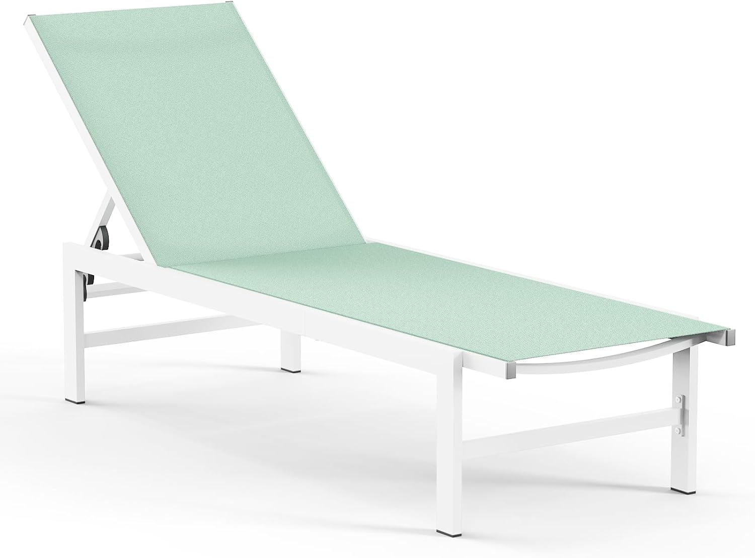 Vexwalx Outdoor Lounge Chair for Pool, Aluminum Chaise Lounge Chairs with 5-Position Recliner, Patio Lounge Chair for Backyard, Poolside, Deck, Lawn (LightGreen)