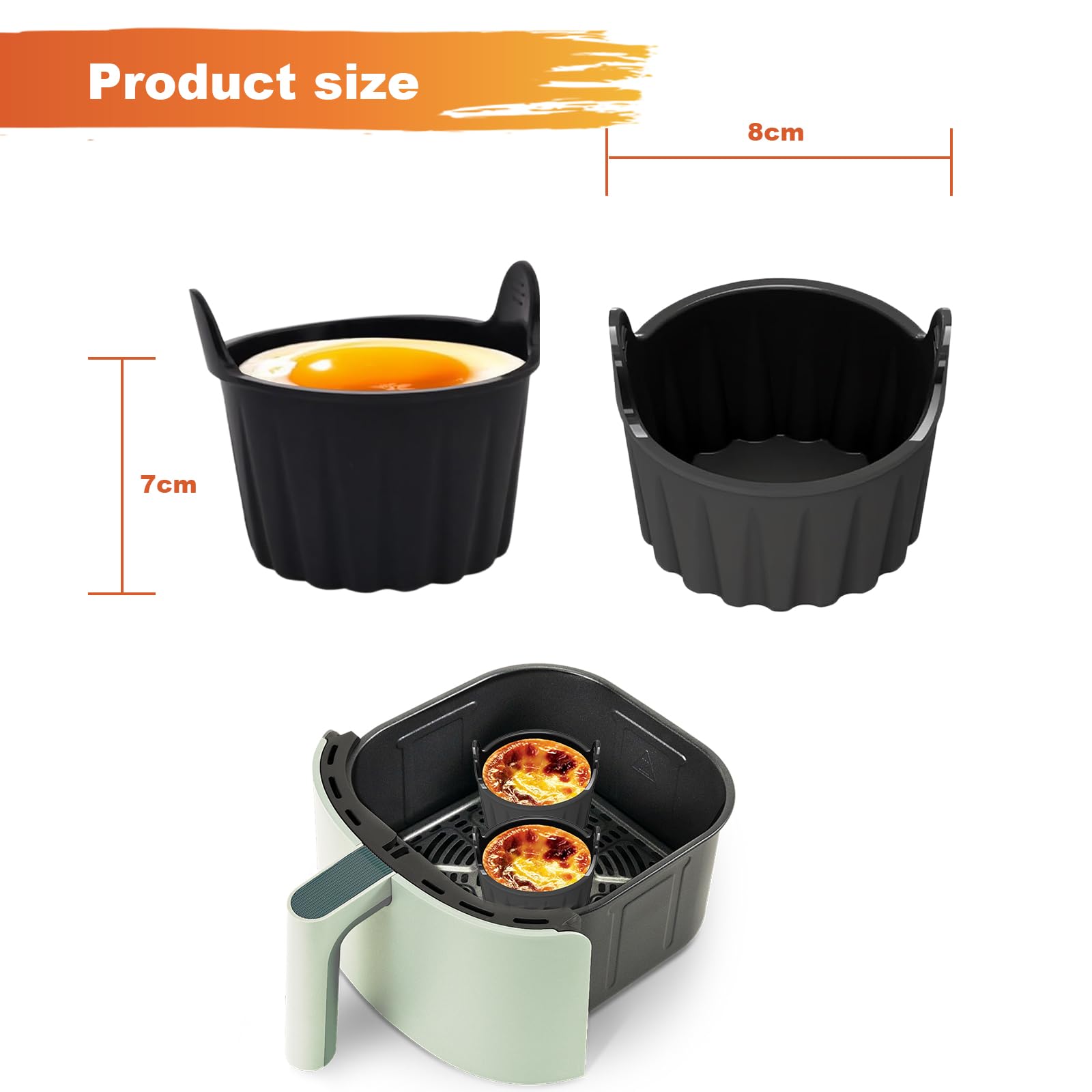 6 form silikonowych frytkownic powietrznych, akcesoria do muffinek, jajka skaler do mikrofalówek, do ciasta jajecznego, ciasta w piekarniku, wielokrotnego użytku, nieprzywierające