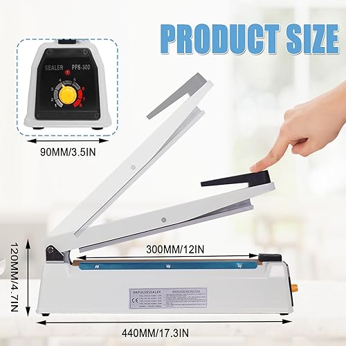 Vista 14 de Máquina selladora térmica por impulso de 16 pulgadas para bolsas de plástico, bolsas de PE PP y bolsas de papel Kraft, sellador de bolsas de Azul