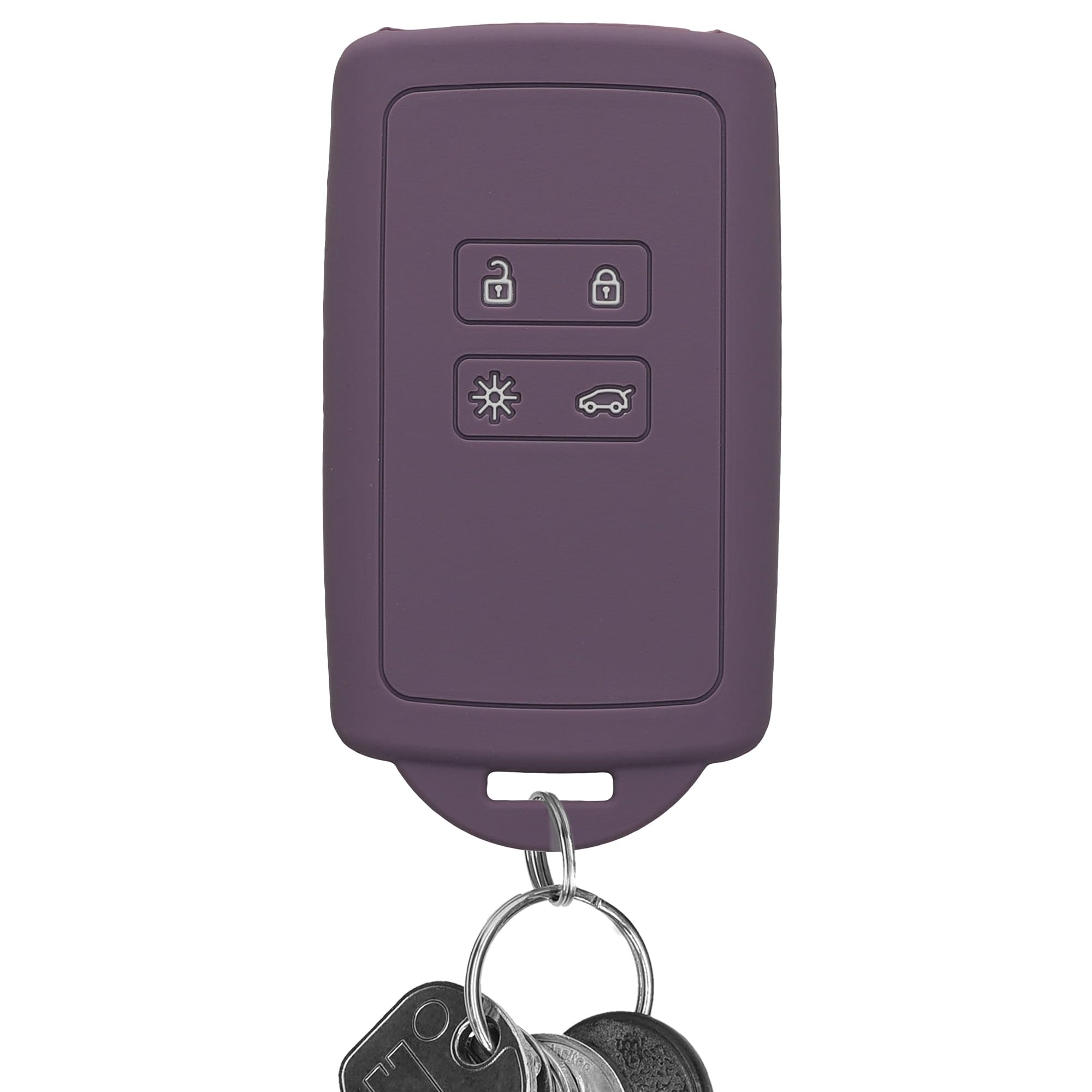 kwmobile Accessoire clé de voiture Compatible avec Renault Smart Key 4- Bouton (Keyless Go uniquement) - Coque en Silicone Souple avec Embout Porte- Clé - ardoise foncée