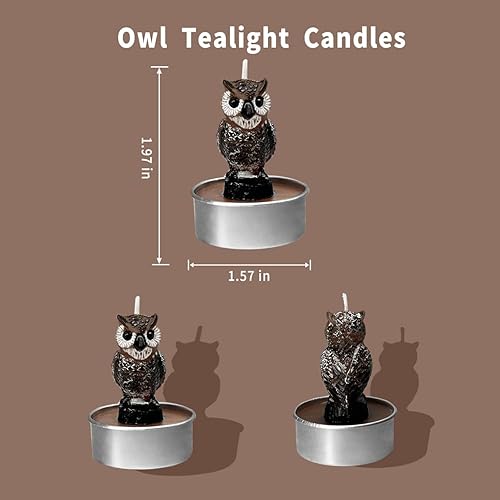Miniatura 4 de Velas de té de búho, velas de té de búhos para decoración del hogar y la oficina, regalo de cumpleaños, boda, spa, yoga, decoración de pasteles,