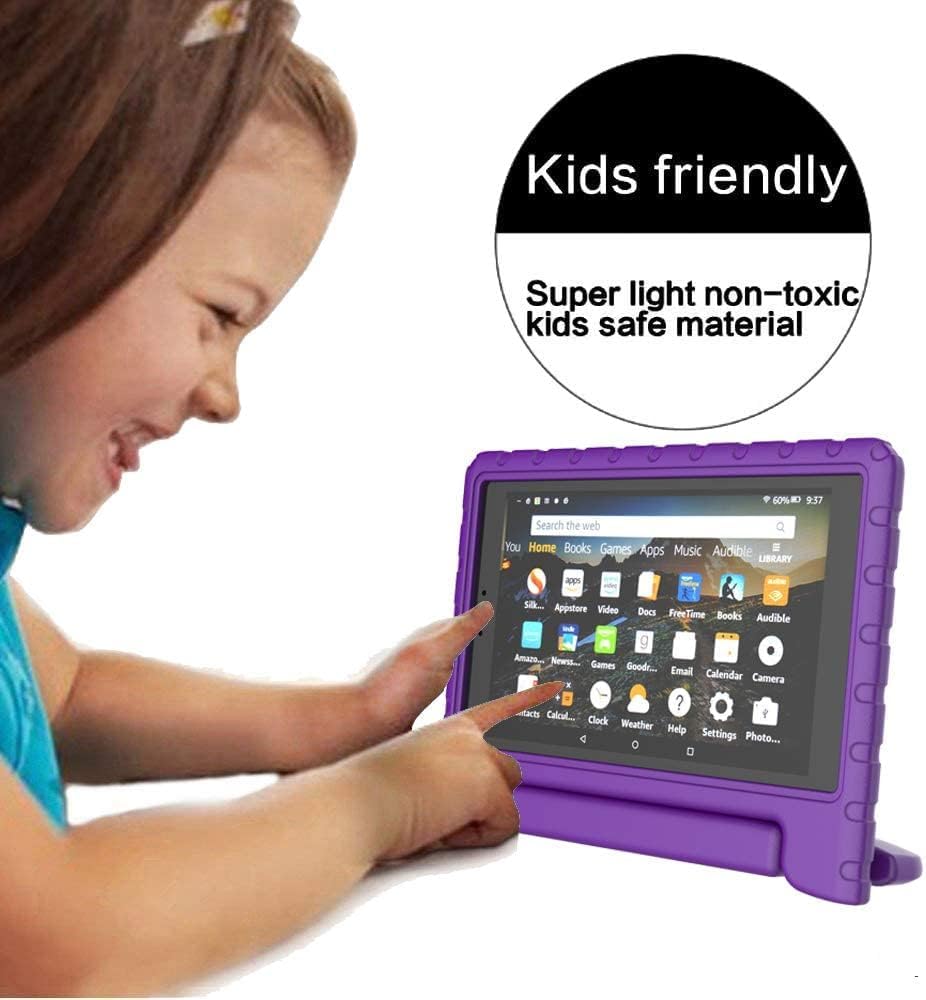 Kids Case for Fire HD 10 Tablet Case 5th/7th/9th Gen (2015/2017/2019 Releases),Shockproof Sturdy Protective Foam Cover for Fire HD 10.1 inch with Carry,Purple