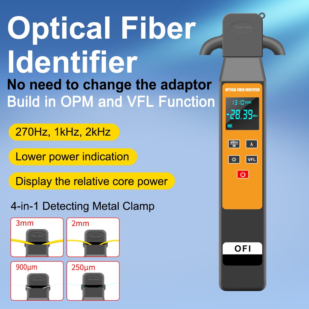 TM501 3 en 1 Optical Fiber Identifier Identificateur de fibre optique 800-1700 nm avec fonctions de Optical Power Meter et VFL pour fibres optiques de 0,25 mm, 0,9 mm, 2,0 mm, 3,0 mm