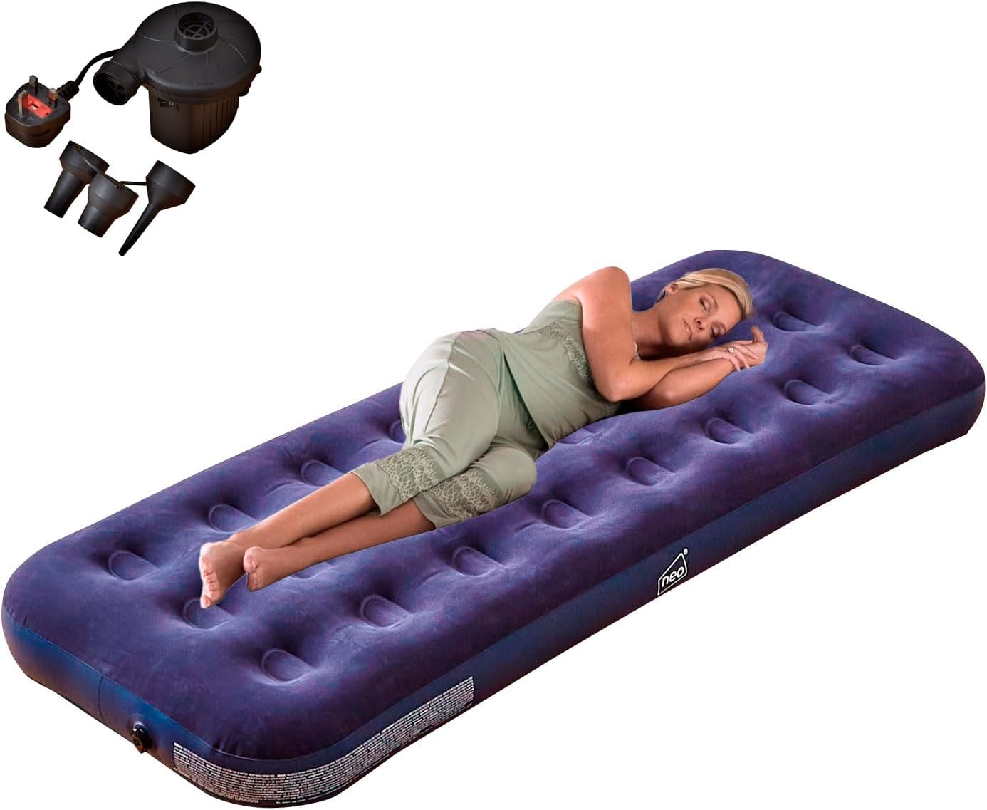 Eurohike Inflatable Flocked Single Airbed, Blow Up Bed, Festival Bed ...