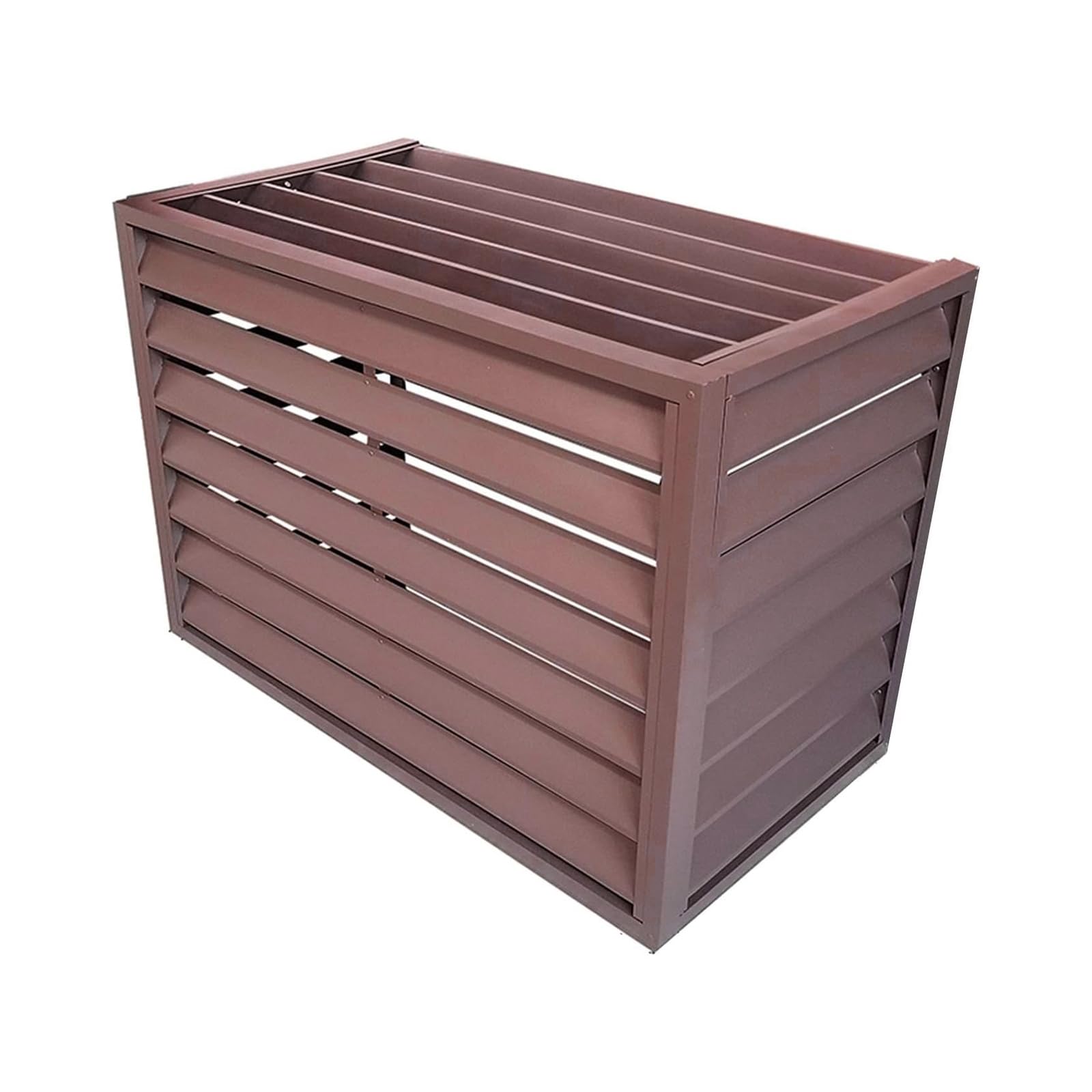 Dnowegas condenser protective cover aluminum air conditioning cover heat pump cover outdoor air source heat pump cover outdoor freestand louvered privacy fence Brown Louver Top L100*W50*H70(1.5P)