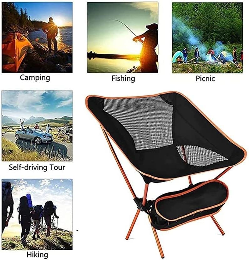 JTZXJJX Portable Outdoor Folding Chairs, Ultralight Compact Camping Chairs for Backpacking,Hiking,Beach,Travel-210lbs (Black) - Image 5