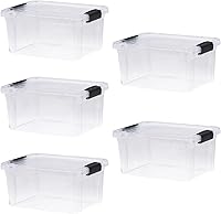 Vista 66 de Superio Cajas de almacenamiento transparentes con tapas, contenedores de plástico de 1.27 cuartos de galón para organizar, cajas apilables, sin BPA