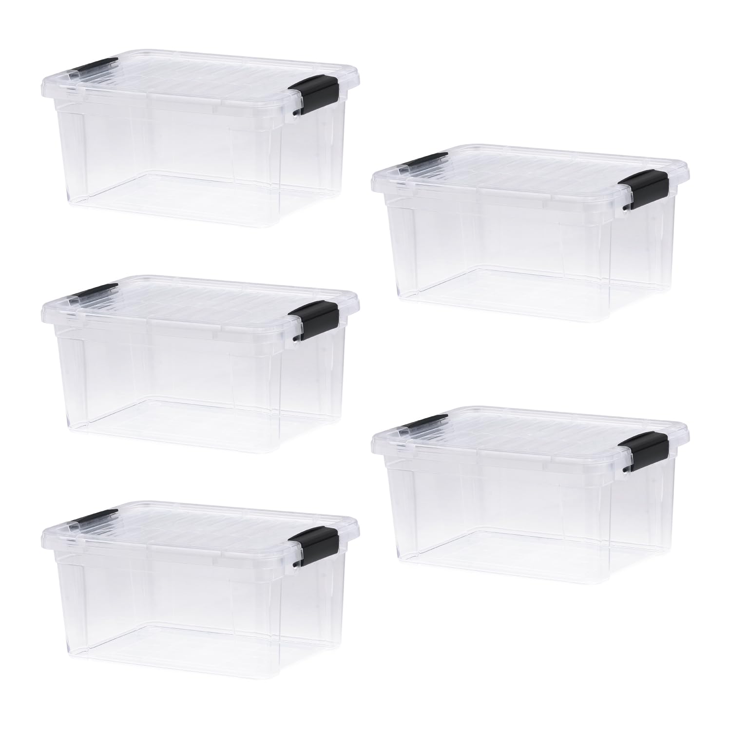 Superio 6.6 Quart Clear Plastic Storage Boxes with Lids, Stackable Organizer Containers, BPA-Free Storage Bins for Home, Office, School &amp; Dorm, 5 Pack
