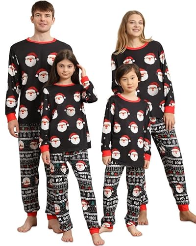 DDKJ Weihnachts Pyjama Family Set, Weihnachtspyjama Familie Set Weihnachtsmann Lang Winter, Matching Christmas Pyjamas Nikolaus,Schlafanzug Weihnachten Familie für Damen/Herren/Mädchen/Jungen-10T