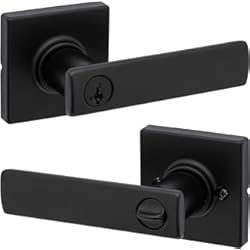 Chapa De Seguridad Con Huella Kwikset Breton - Manilla de puerta de entrada con llave con seguridad SmartKey en cromo pulido