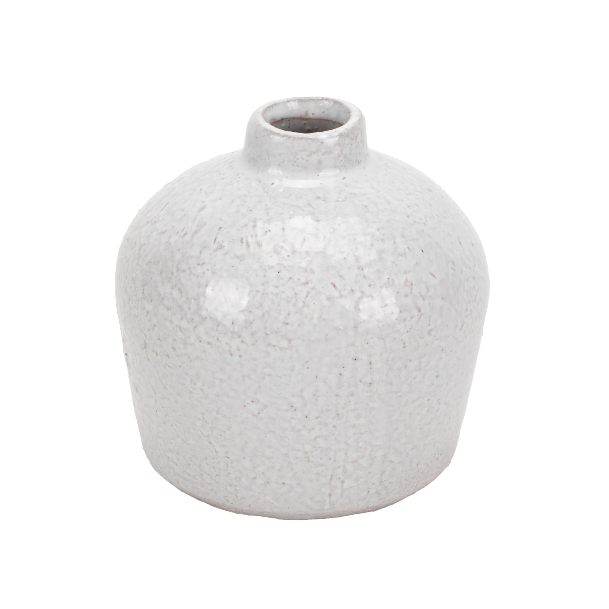 Photo 1 of 100 North PD Home & Garden Decorative and Functional Décor 3.5 Inch Textured White Glazed Ceramic Flower Pot Jar Vase Classic White