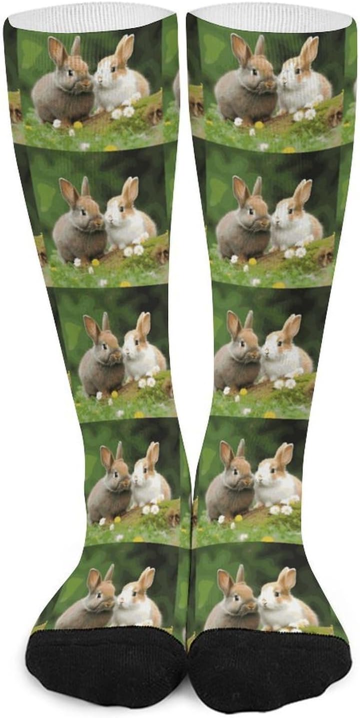Cute Rabbits Compression Socks for Women Men Comfort Over The Calf Socks Moisture Wicking Breathable Athletic Sock
