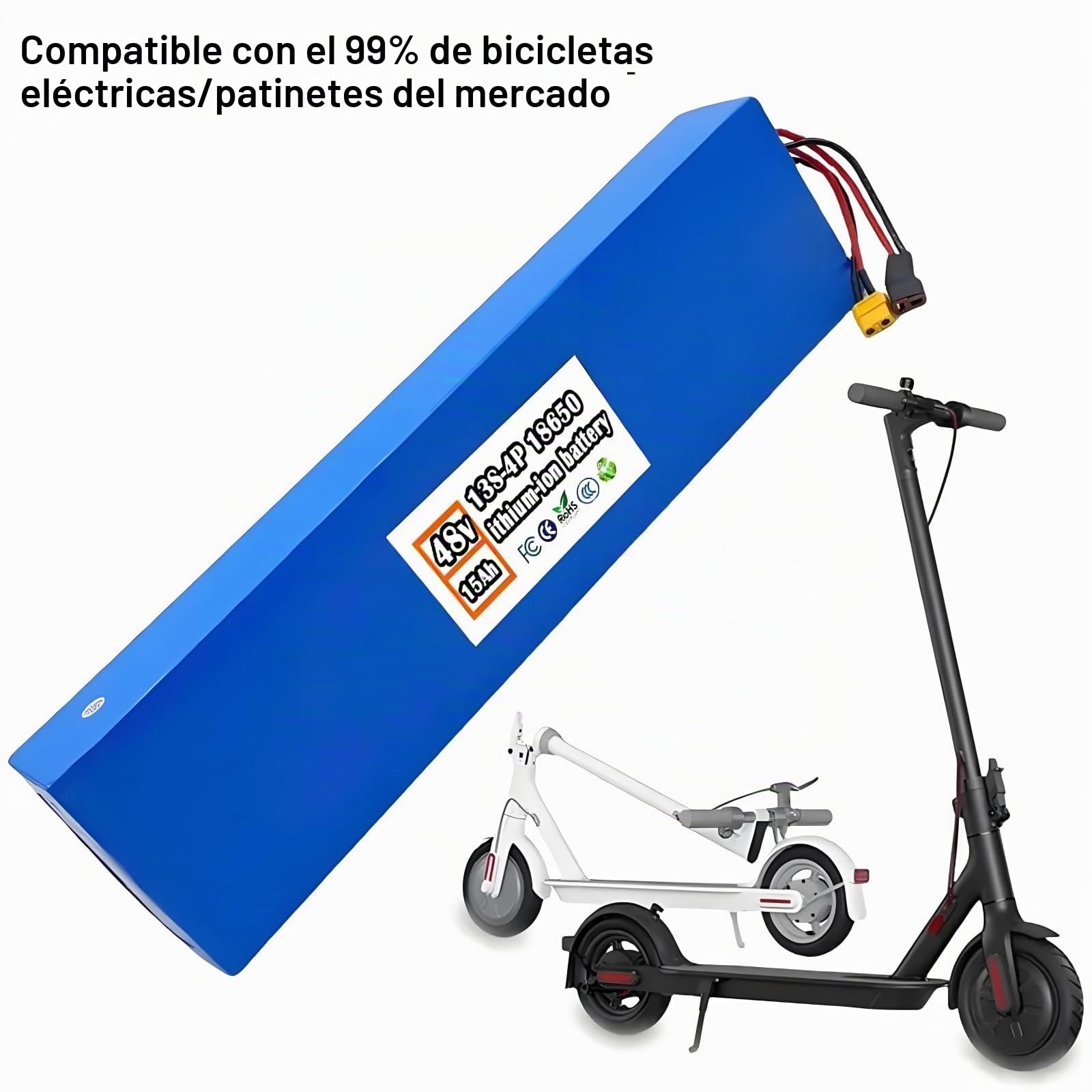 Batería Ión Litio 48V 15Ah 13S4P 18650 para Kugoo M4 M4 Pro MAX Speed T XT60 Enchufe 400 x 110 x 50 mm