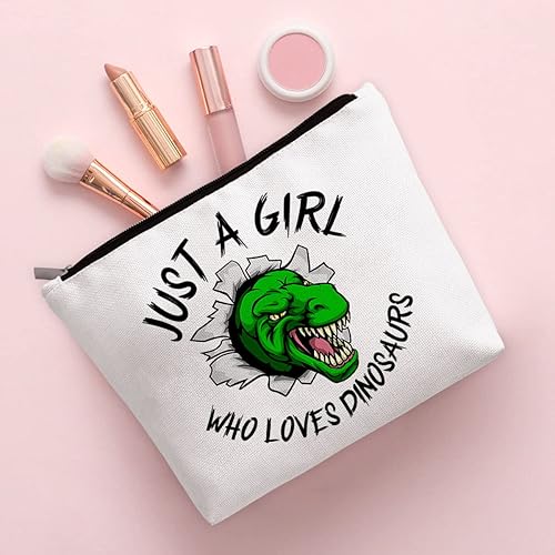 Miniatura 4 de BiuNiuring Bolsa de maquillaje para mujer, bolsa de maquillaje con cremallera, regalo para mujeres, Beige, Dinosaurio