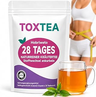 Detox Tee zum Abnehmen – 28 Tage Natürliche Kräutermischung mit Lotusblatt, Wintermelone, Cassia-Samen, Hawthorn & Grüner Tee – Unterstützt den Stoffwechsel und fördert eine gesunde Verdauung