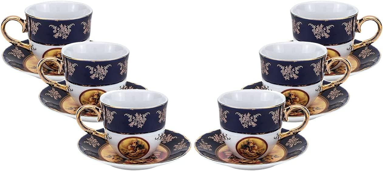 Royalty Porcelain Miniature Espresso Coffee Set - 12-Piece, 24K Gold-Plated Bone China, Gift Boxed, For 6 People - View #2