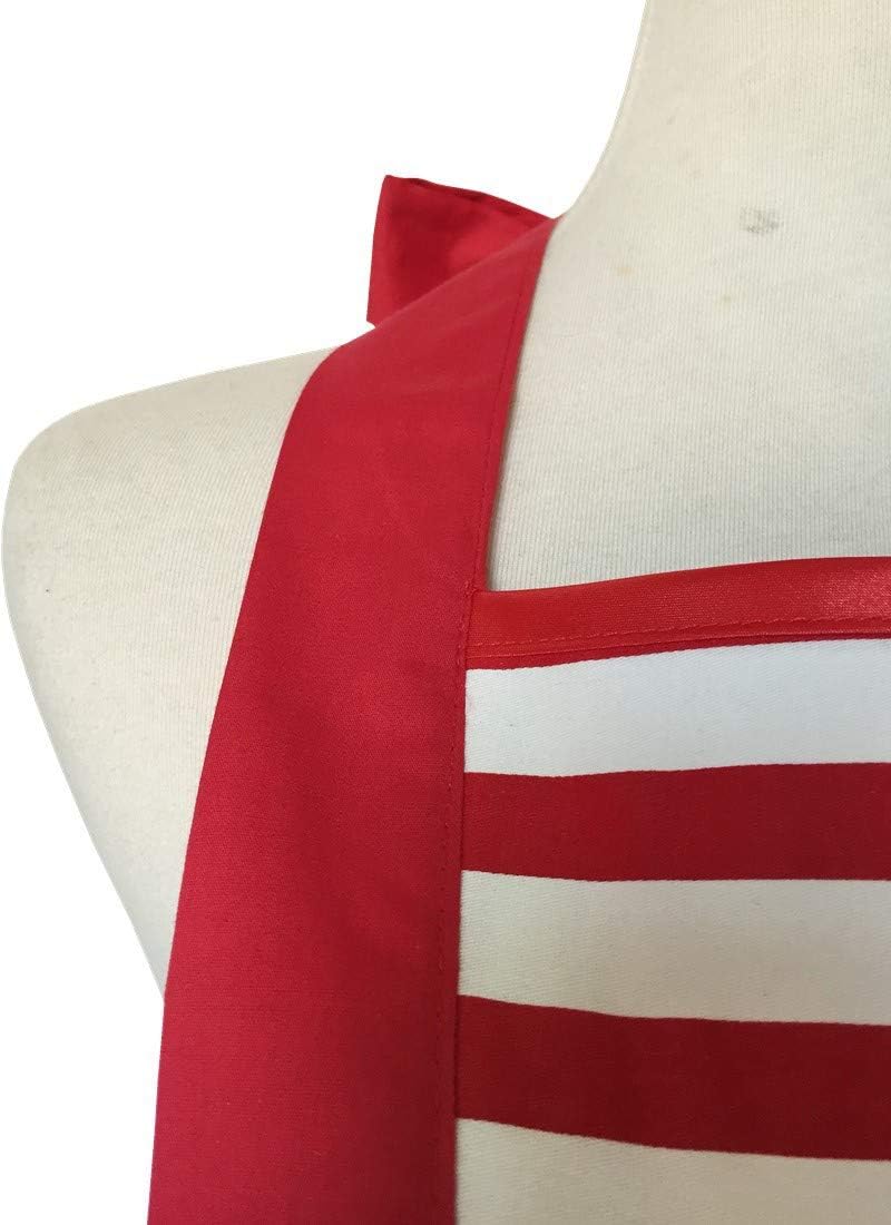Hyzrz Lovely Handmade Cotton Retro Aprons for Women Girls Cake Kitchen Cook Apron for Mother's Gift (Red) - Image 7