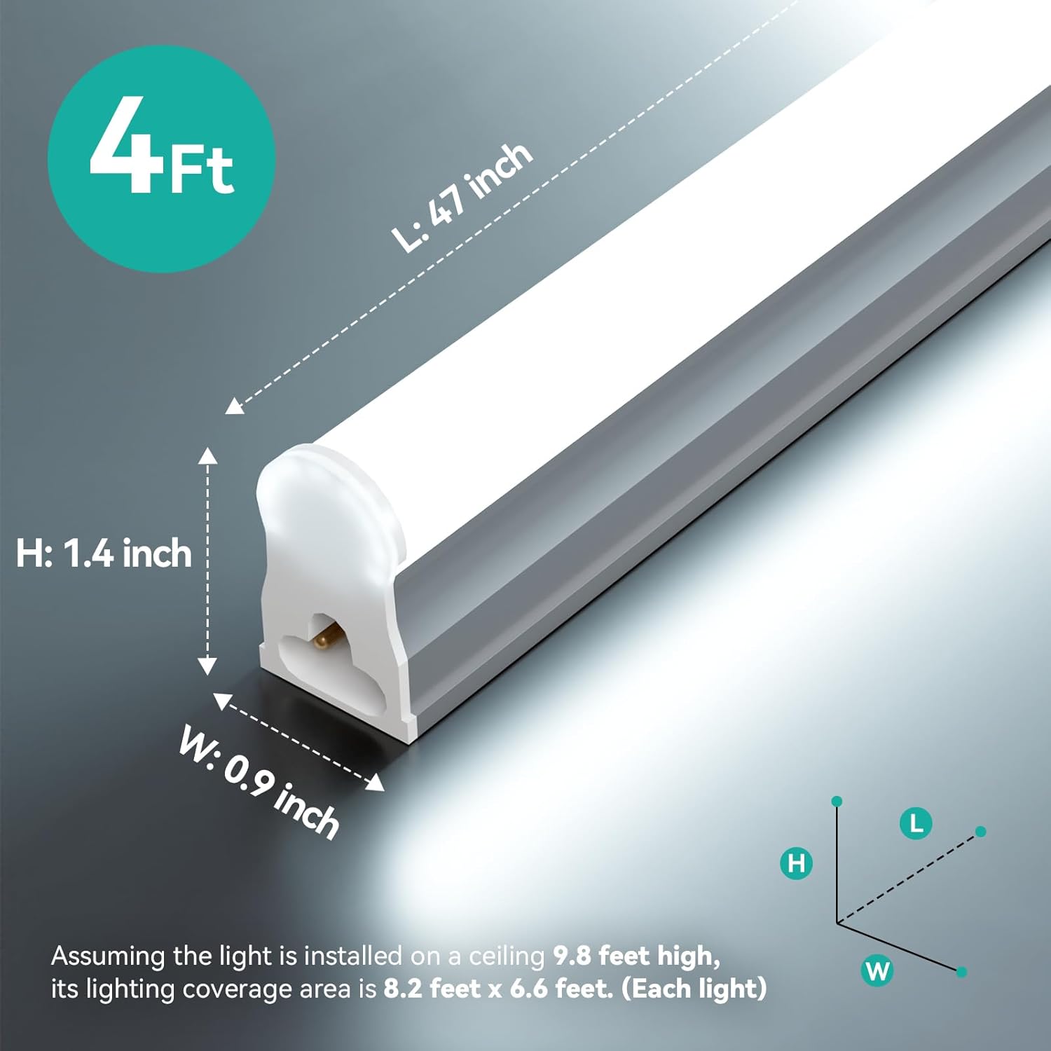 4FT LED Shop Lights (2 Pack), 2000LM 6500K Super Bright White T5 Commercial Lights, 20W Linkable Utility Integrated Single Fixture for Gym/Garage/Ceiling/Under Cabinet, Plug & Play