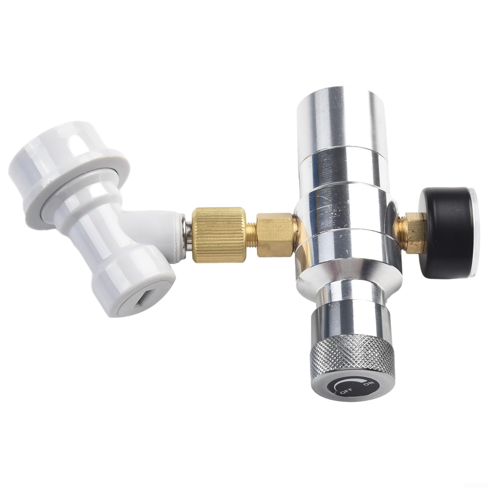 Keg adapter do ładowania z regulatorem ciśnienia 0-30 PSI, adapter do napełniania 3/8 cala, gwint 3/8 cala, do wkładów 12 G 16 G, Ball Lock, szybkie zapięcie gazu, do piwa, kawy, kombuchy