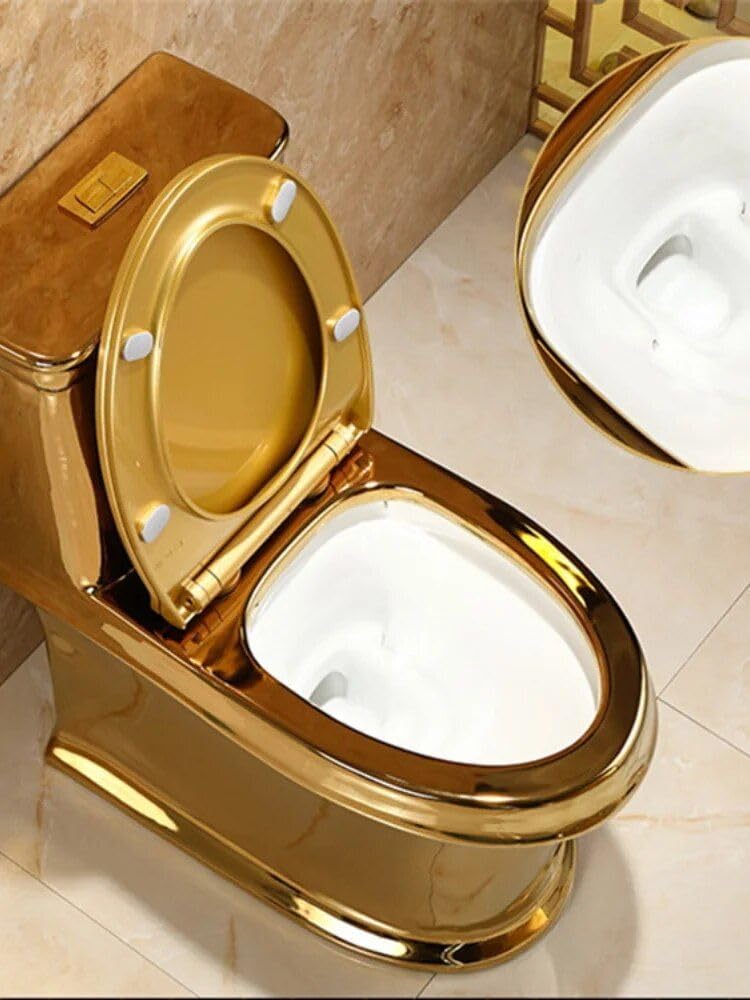 Luxurious Gold Electroplated Toilet with Cyclone Flushing and Automatic Operation