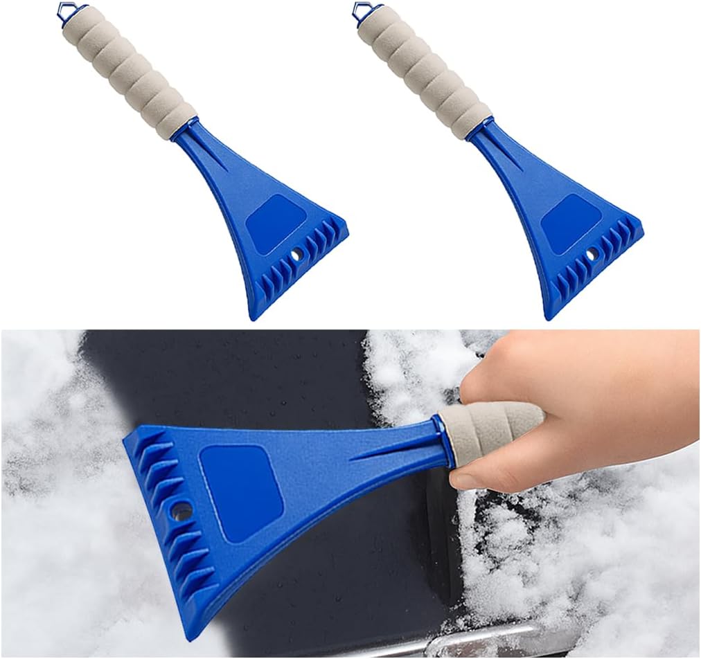 LCE Scraper for Car Windshield, Plastic Vehicle Windscreen Snow Frost Removal Tool with Foam Handle, Automotive Window Frost Shovel Cleaning Tool, Universal for SUV RV Truck (Black)