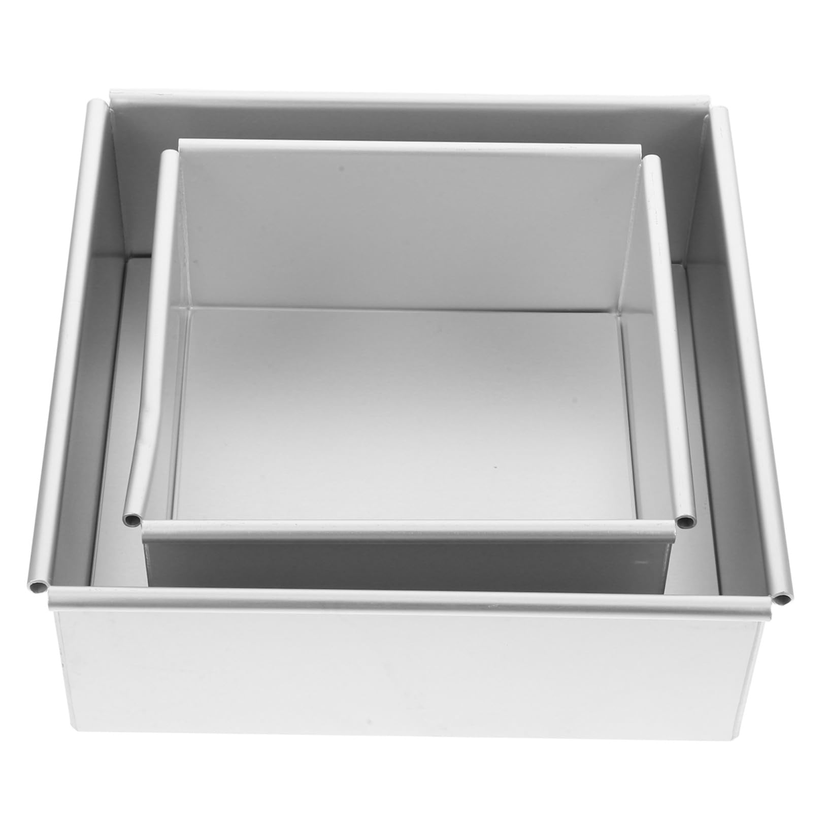 Alipis Molde de Pastel Cuadrado de Aleación de Aluminio 2 Piezas Plata
