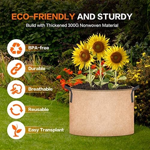 Ipower GLGROWBAG15X6TAN Plant Grow Bag 15 Gallon 6-Pack Heavy Duty Fabric Pots thumb #2