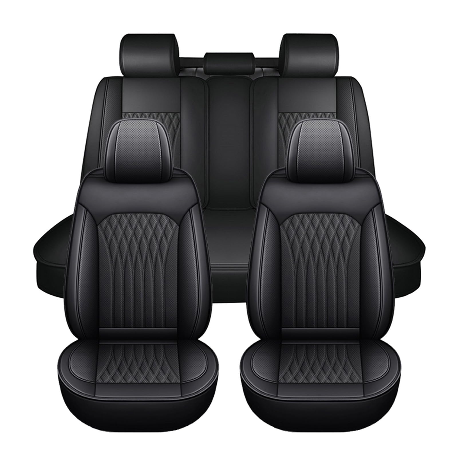 XLUMIOCar Seat Cover Set for KIA Stonic SUV 2017-2023, 5 Seater Car Seat Cover Waterproof, Leather Car Seat Protector Cover, Car Seat Cover Comfortable Breathable,E Black+Black