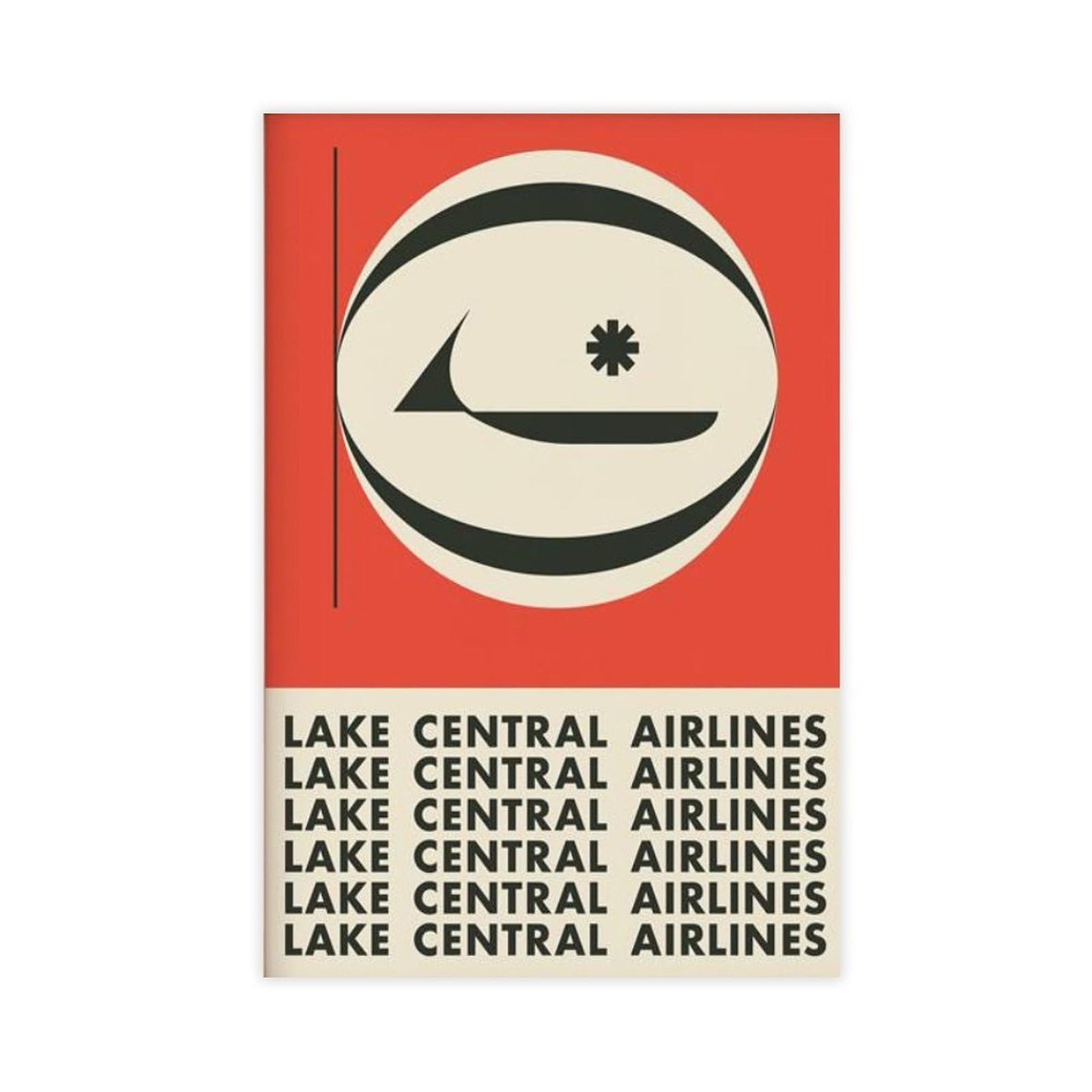 GJtyRFH LAKE CENTRAL AIRLINES Mid Century Modern Pam Am Travel Japan Lufthansa British Canvas Wall Art Posters And Prints Room Aesthetic Bedroom Office Decor 24" L X 36" W